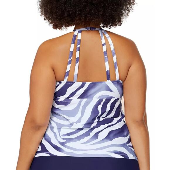 Raisins Curve Women Navy Stripe Sambava Rosalie Swim Tankini Top Plus Size 16W - Picture 3 of 3